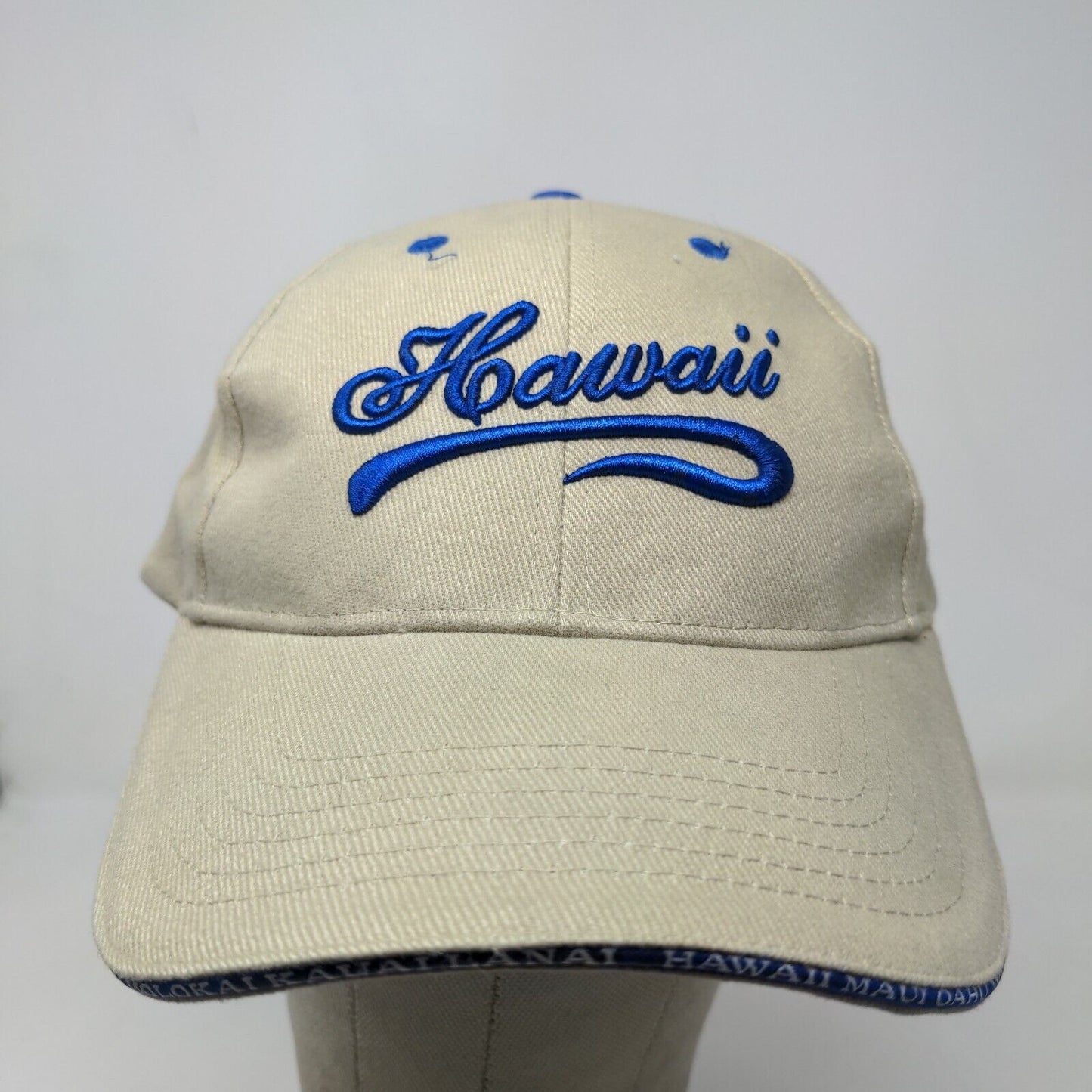 Surfware Men's Slideback Hat Tan OSFA Embroidered Hawaii Logo 100% Cotton