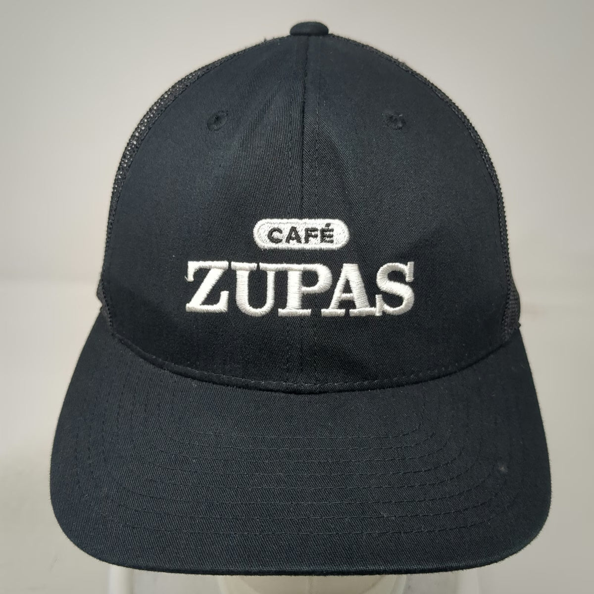 Yupoong Trucker Hat Black One Size Cafe Zupas Logo Strawberry Mesh Snapback