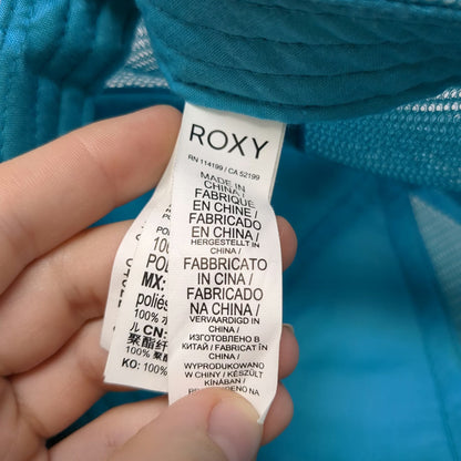 Roxy Trucker Hat Blue XL Gold Logo Mesh Snapback Adjustable Surf Skate Beach