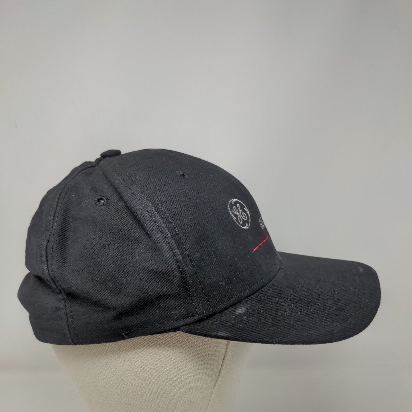 GE Plastics Snapback Hat Black One Size Adjustable Embroidered 6 Panel