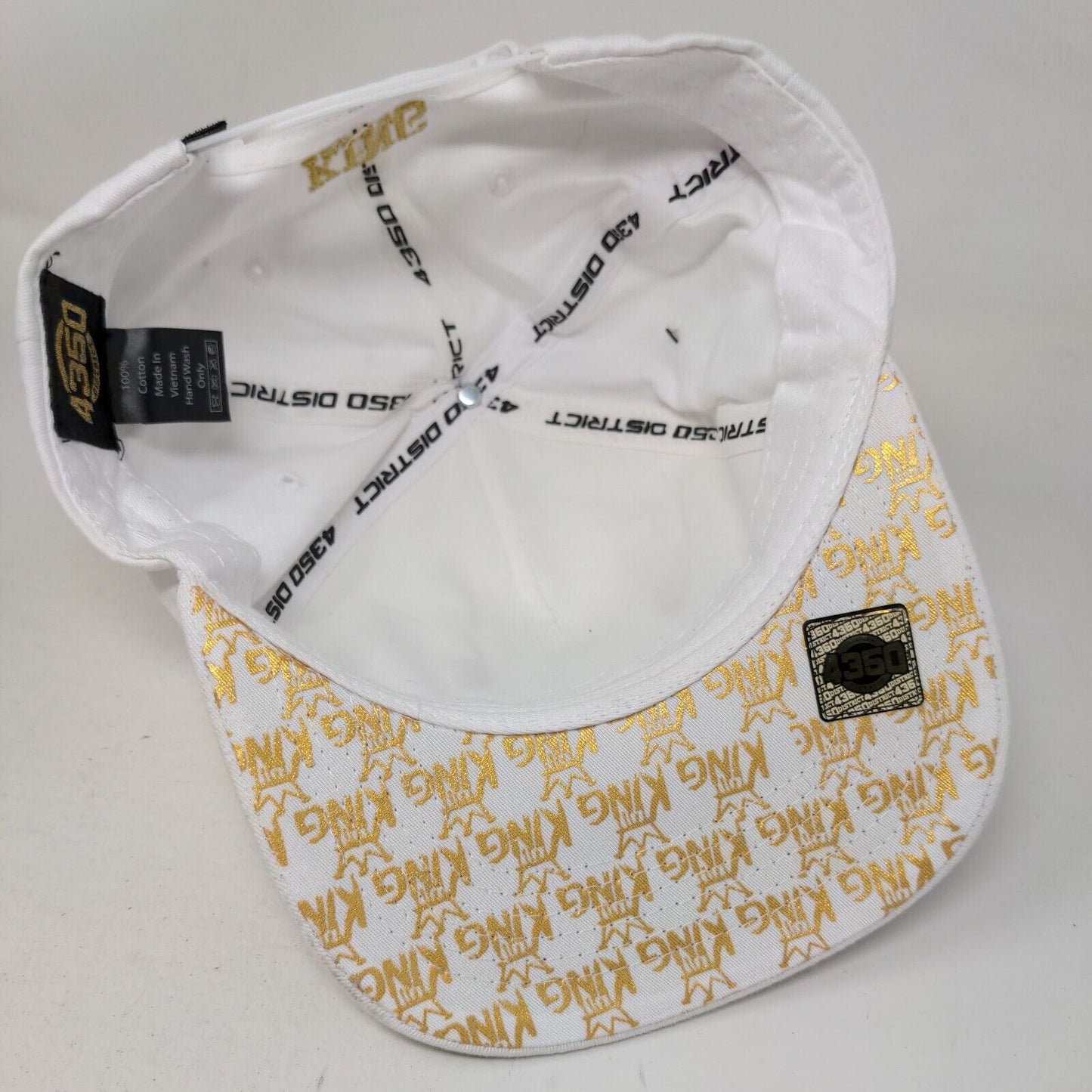 King Crown Gold Metallic Snapback Hat White One Size 4350 District