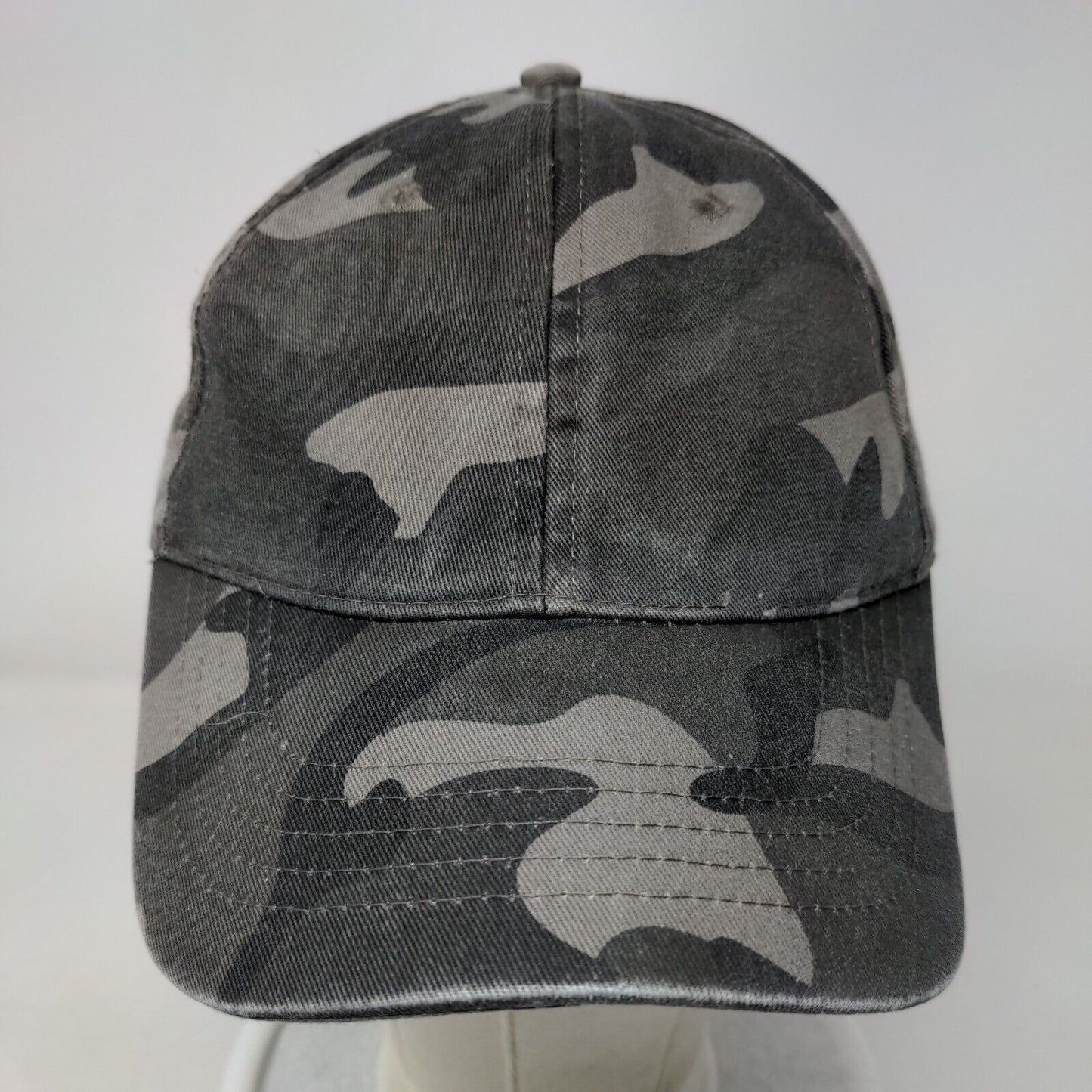 Unbranded Strapback Hat Gray Camo OSFM Adjustable Vent Holes 6 Panel