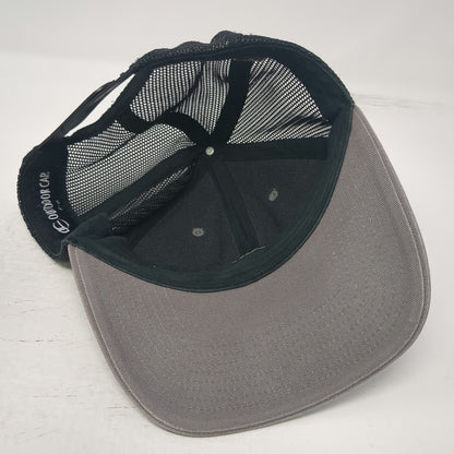 Outdoor Cap Trucker Hat Gray Black One Size Leather Patch Mesh Back Snapback
