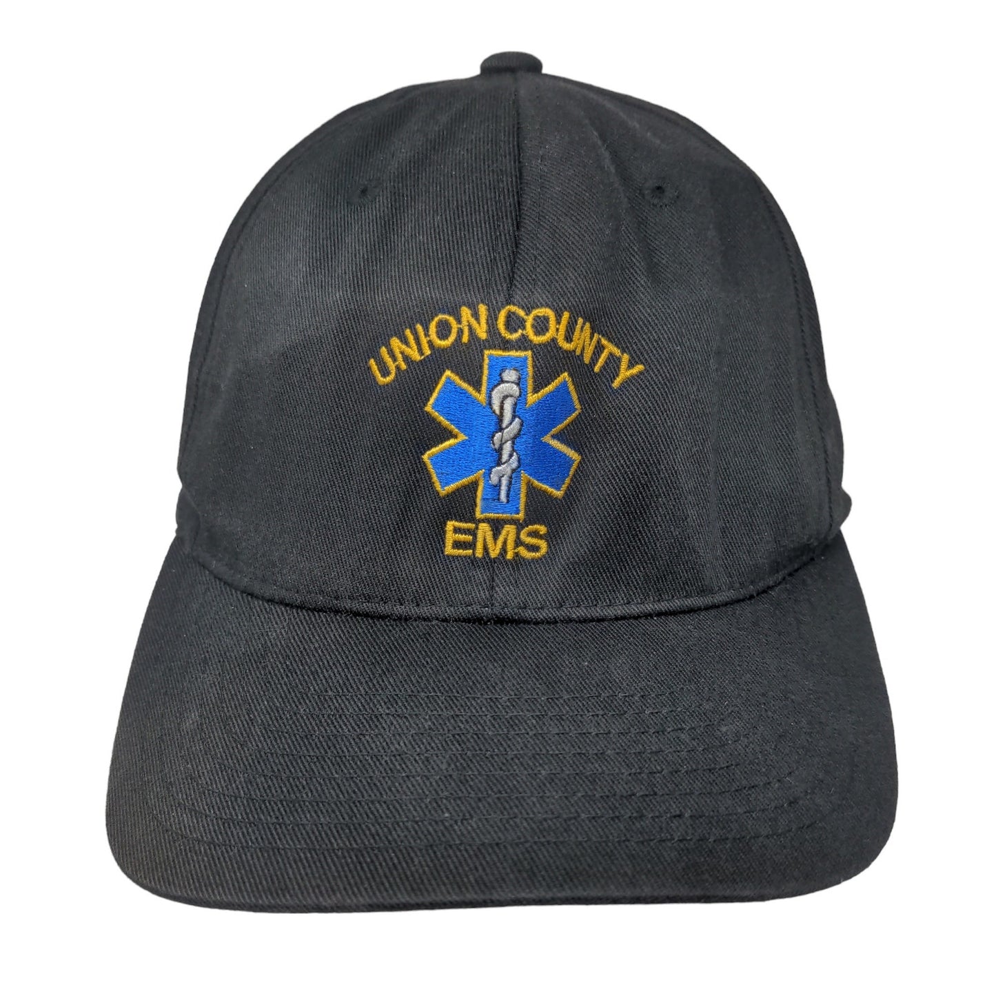 Union County Ems Fitted Hat Black L/XL Embroidered Vented Holes Port Authority