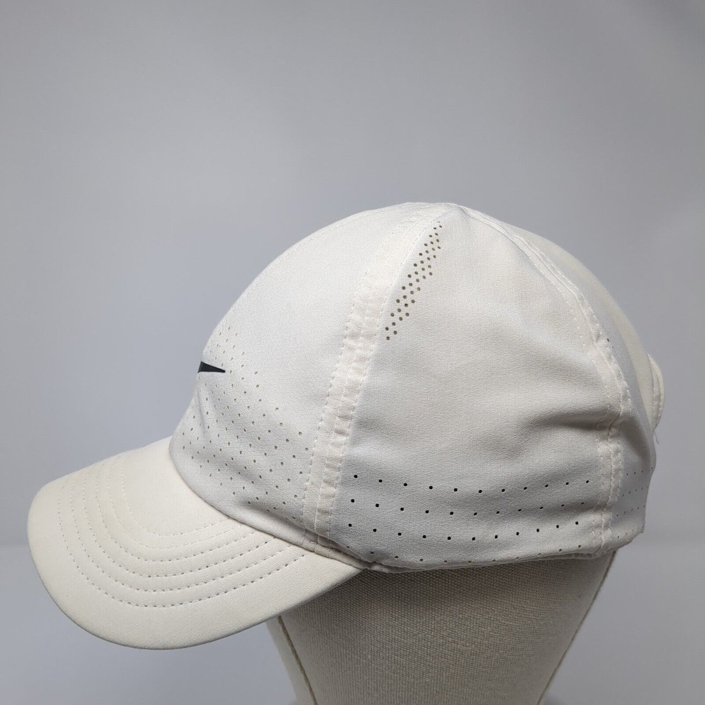 Nike Swoosh Strapback Hat White Cream One Size Laser Cut Heritage86