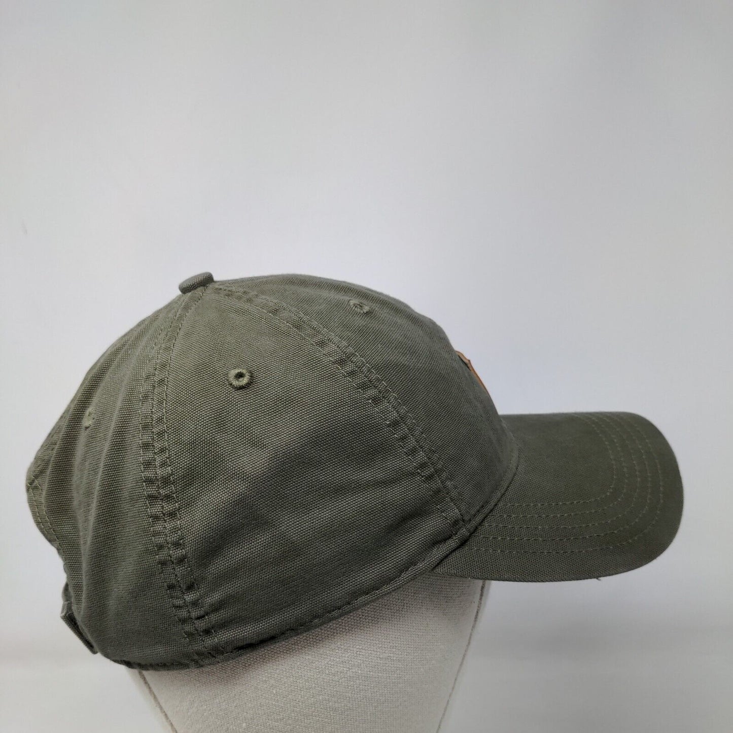Carhartt Strapback Hat Green OSFA Adjustable Patch Logo Vented Holes 6 Panel