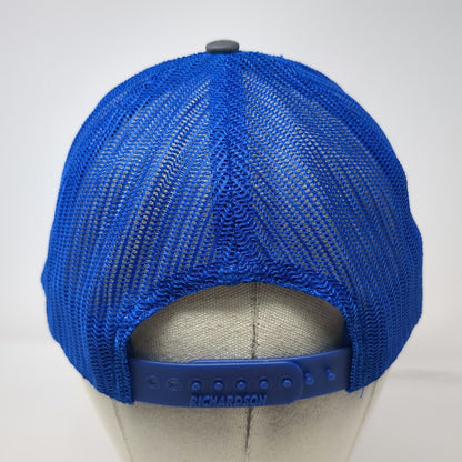 Richardson Gray Blue Trucker Hat One Size Mesh Snapback Pineapple Skull Graphic