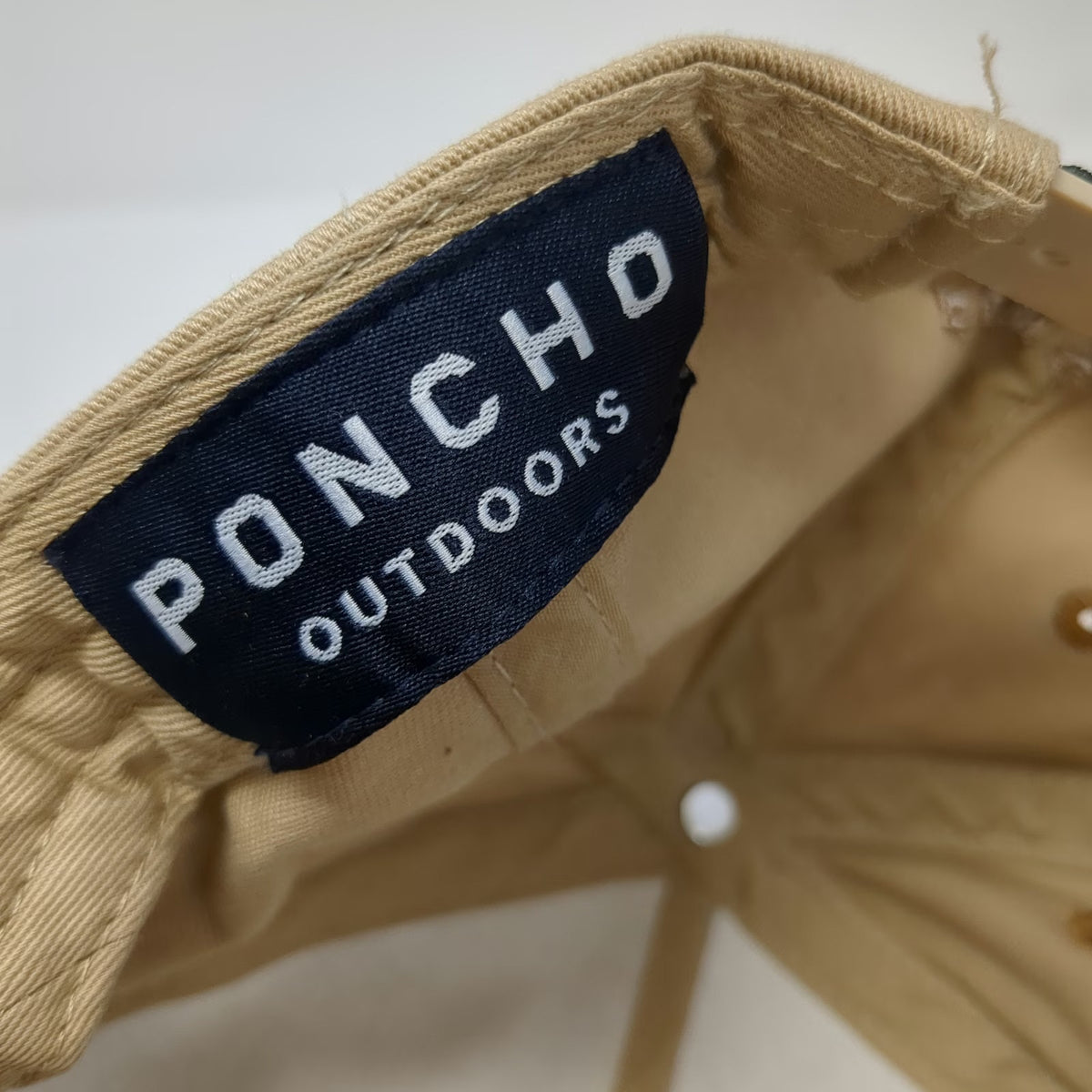 Poncho Outdoors 5 Panel Hat Beige One Size Snapback Brown Bill Cotton Patch