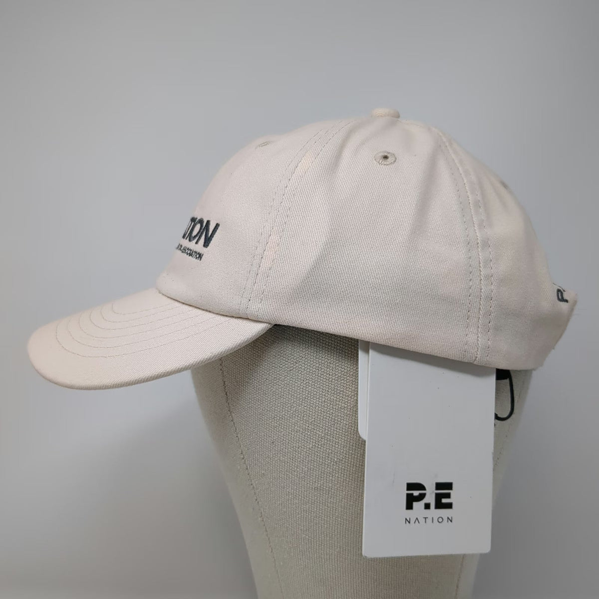 P.E Nation Baseball Cap Beige One Size Strapback Embroidered Worldwide Logo Hat