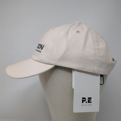 P.E Nation Baseball Cap Beige One Size Strapback Embroidered Worldwide Logo Hat