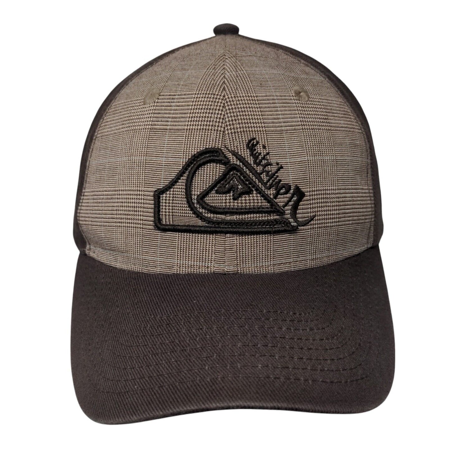 Quiksilver Fitted Hat Brown One Size Embroidered Plaid Vent Holes