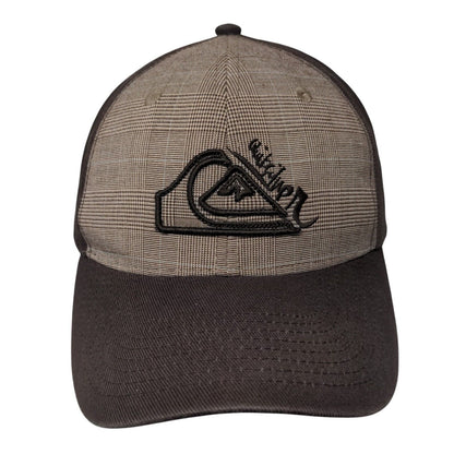 Quiksilver Fitted Hat Brown One Size Embroidered Plaid Vent Holes
