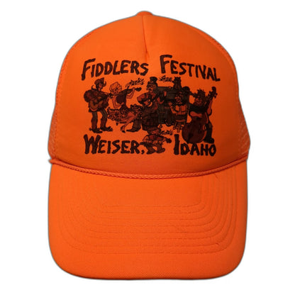 Nissin Trucker Hat Orange One Size Fiddlers Festival Weiser Idaho Mesh Snapback