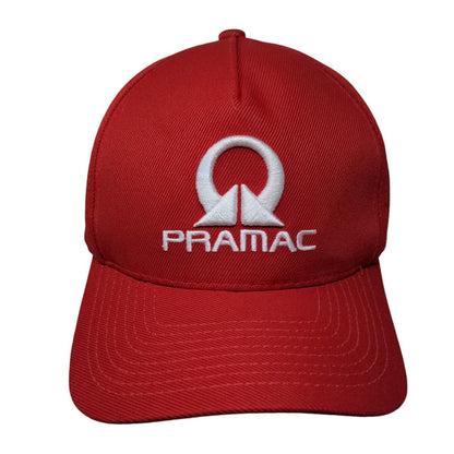 Pramac Snapback Hat Red One Size Adjustable Embroidered Logo Solid