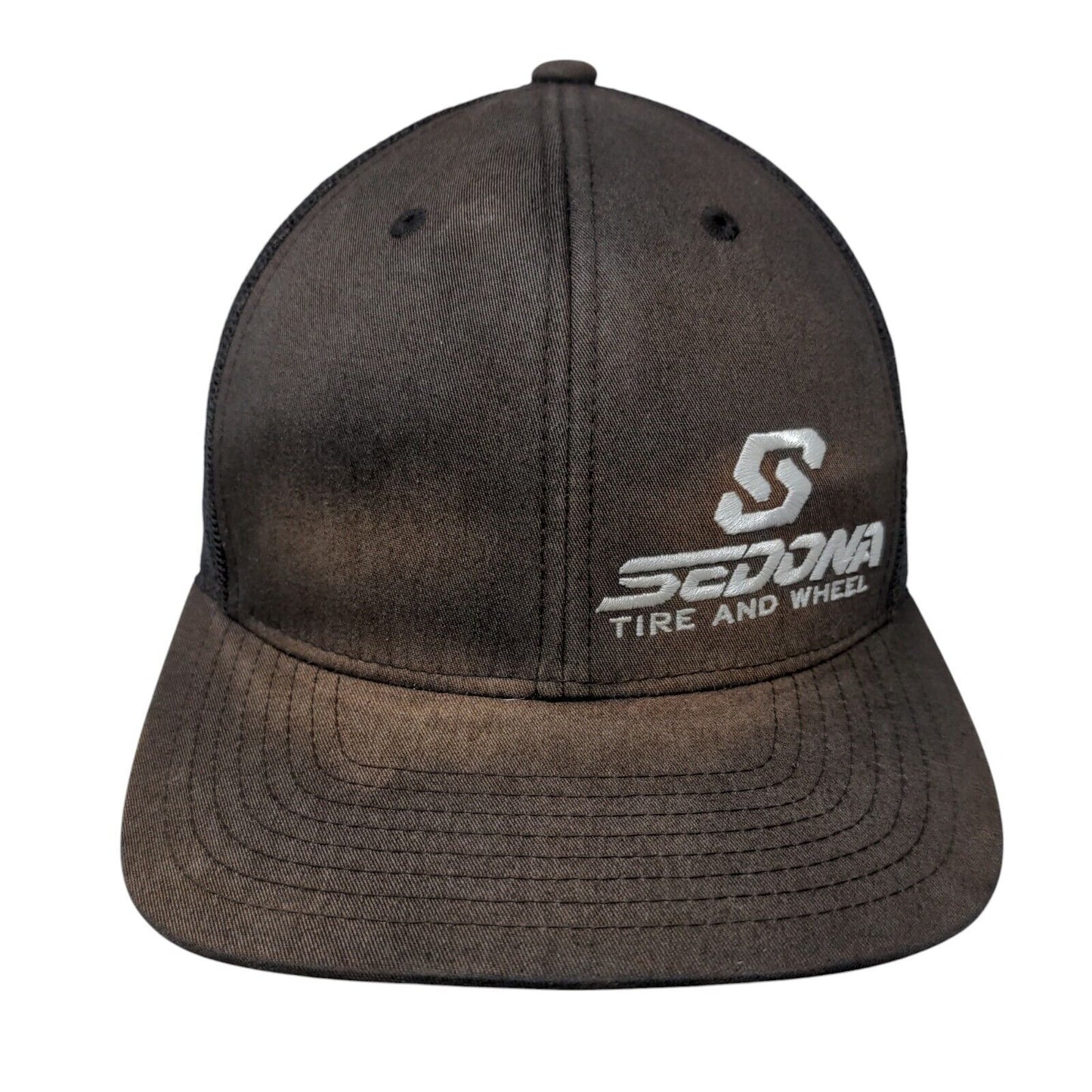 Sedona Tire and Wheel Snapback Trucker Hat Black One Size Adjustable Mesh Back