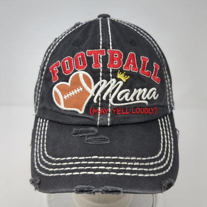 Football Mama May Yell Loudly Strapback Hat Black OS Distressed KB ETHOS Vintage