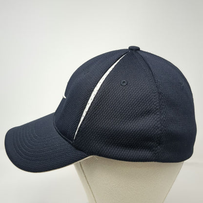 Nike Baseball Cap Blue M Fitted Embroidered Swoosh Logo Breathable Hat Vintage