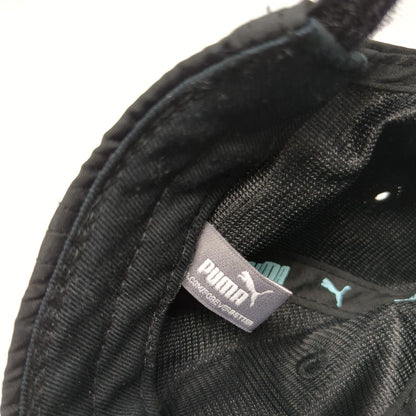 PUMA Strapback Hat Black One Size Adjustable Embroidered Vented Holes 6 Panel