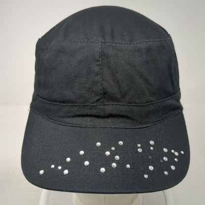 ABG Accessories Army Cap Black One Size Rhinestone Brim Cadet Military Hat