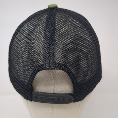 Wyoming Leather Patch Snapback Trucker Hat Green One Size Mesh Back