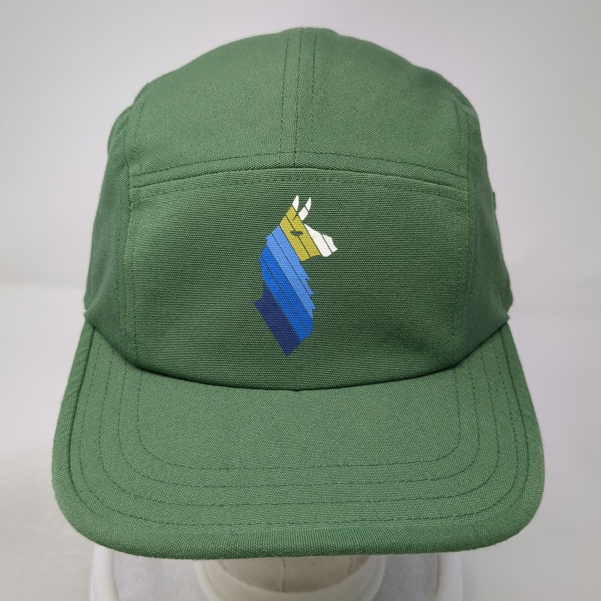 Cotopaxi 5 Panel Green Hat One Size Llama Logo Recycled Polyester Strapback
