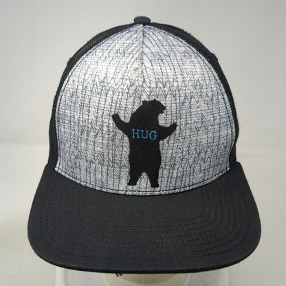 prAna Trucker Hat Black One Size Bear Hug Mesh Snapback Grey Pattern Outdoors