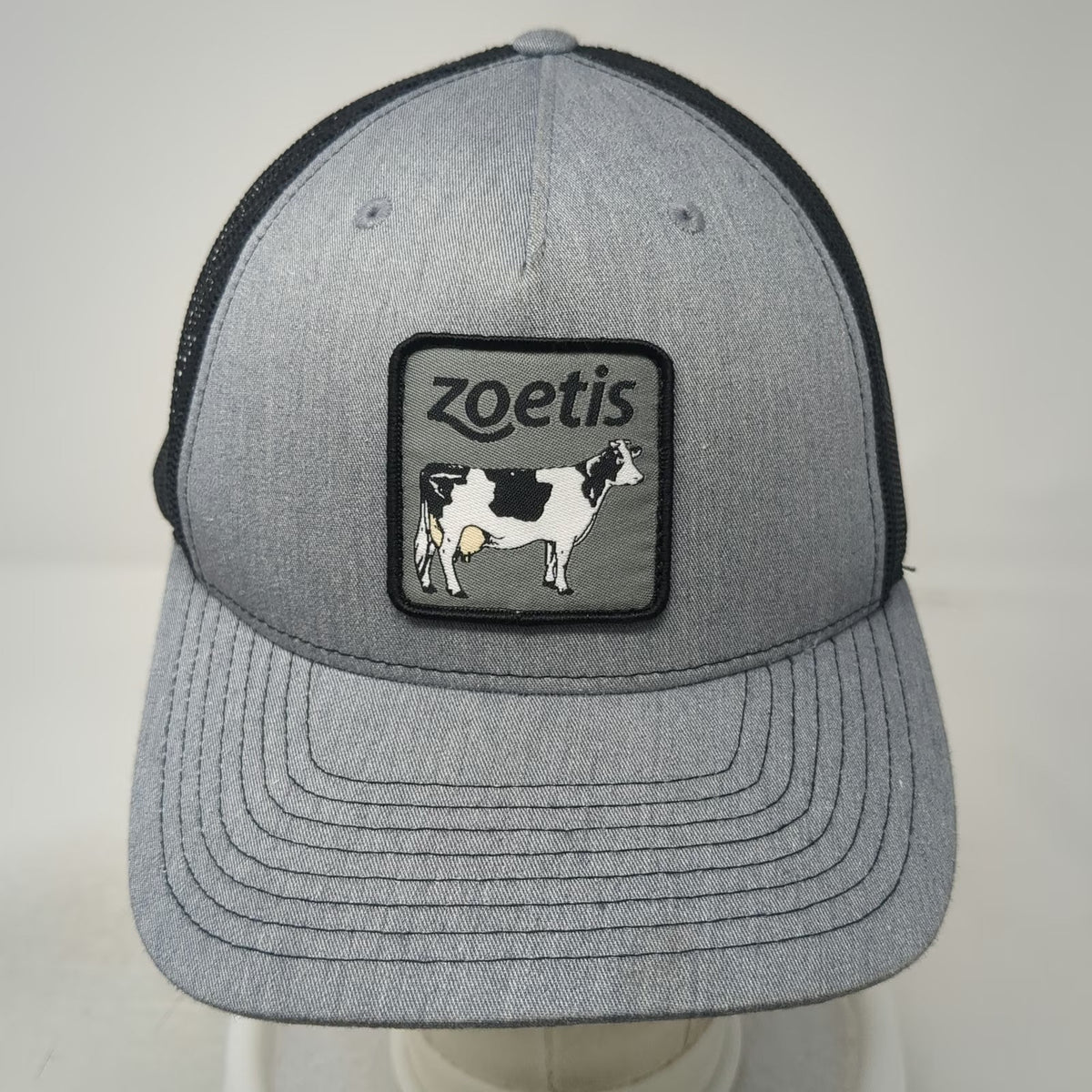 Richardson Trucker Hat Gray One Size Zoetis Cow Patch Mesh Snapback Agriculture