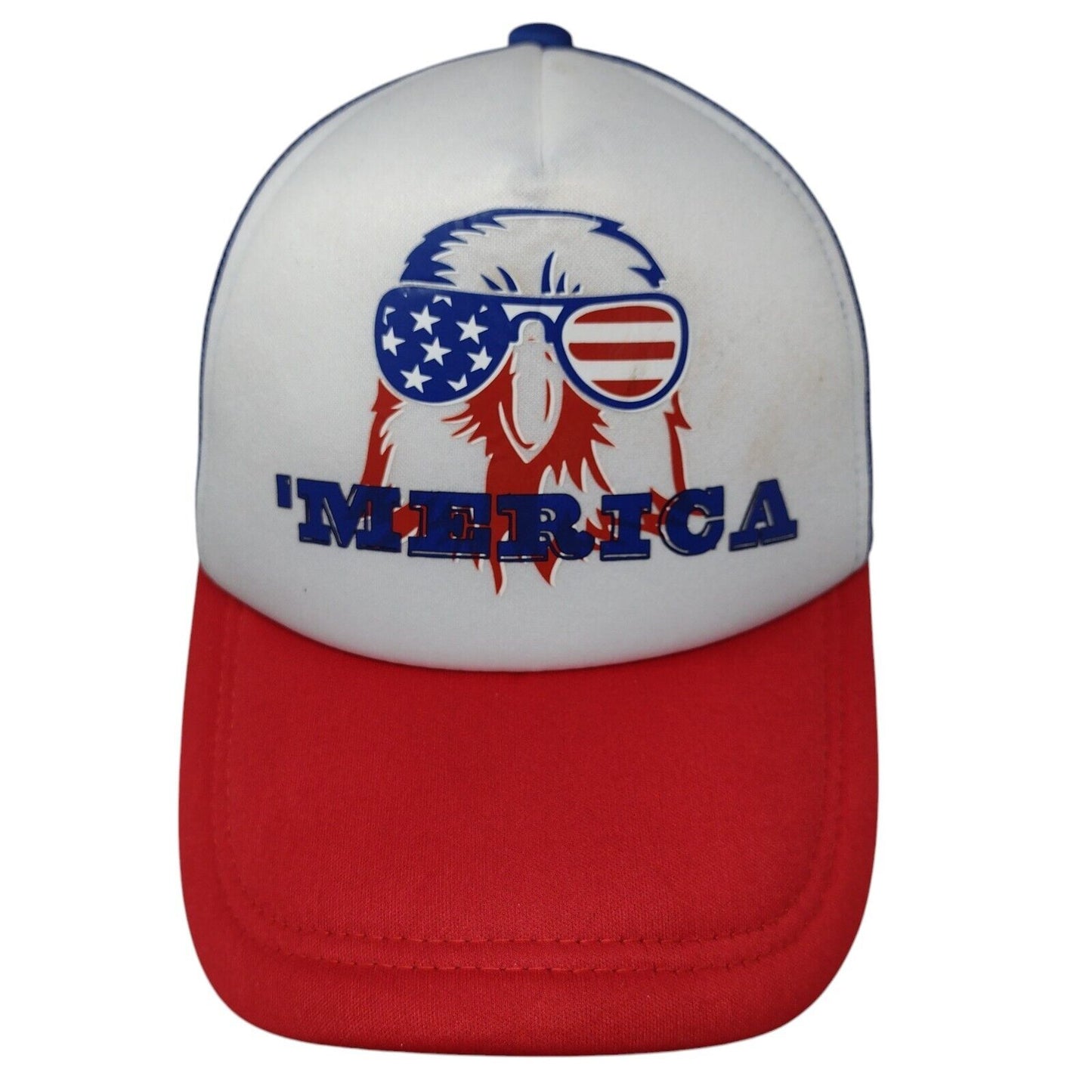 'Merica Snapback Trucker Hat Multi OSFA Mesh Back Patriotic Eagle