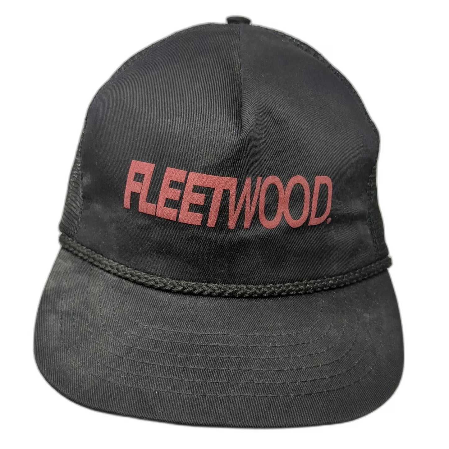 Headliner Fleetwood Trucker Hat Black Red Vintage Rope Mesh Snapback USA Made