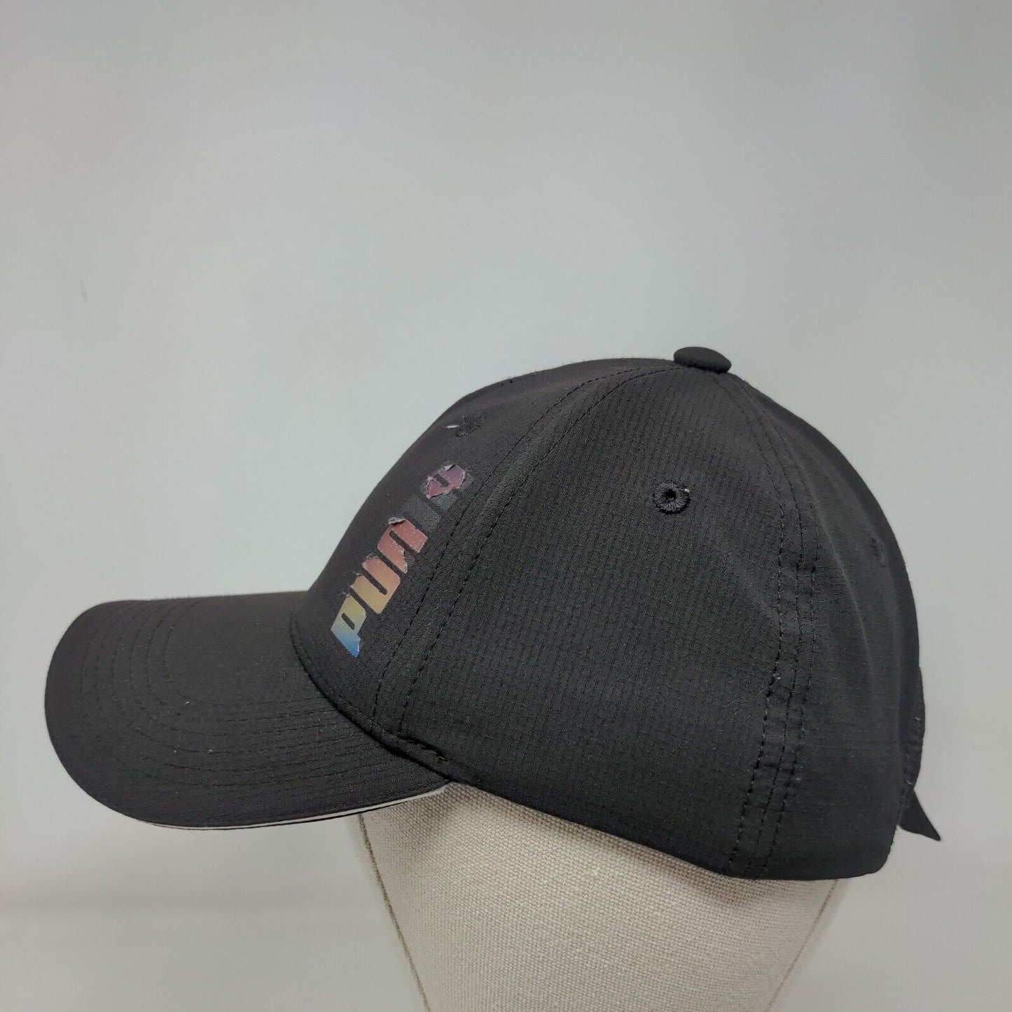 Puma Slideback Hat Black OSFA Embroidered Logo Adjustable Vent Holes