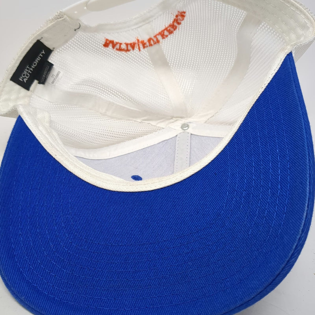 Port Authority Blue White Orange Trucker Hat One Size Bulldog Snapback Law Firm