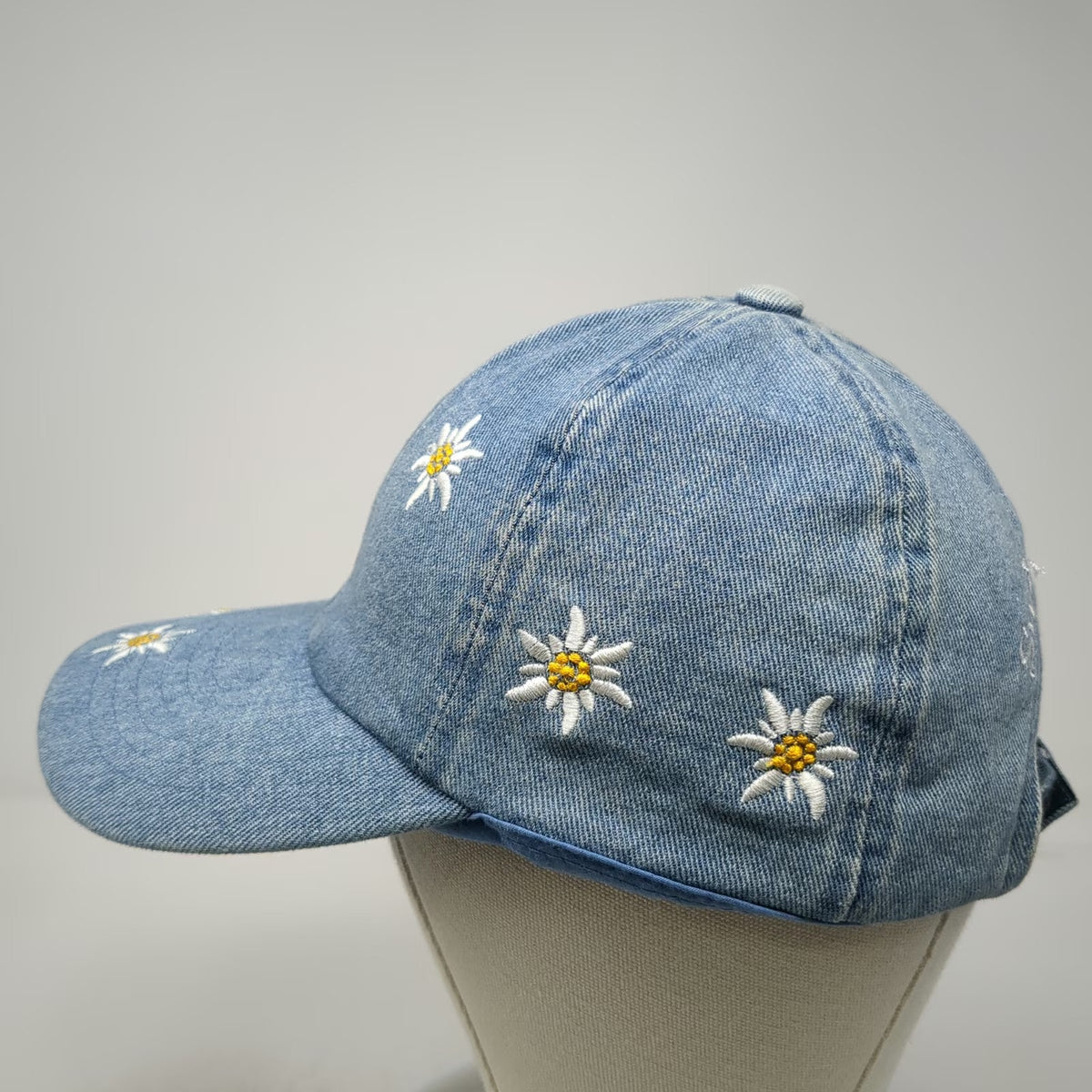 Cotter Baseball Cap Blue One Size Denim Edelweiss Floral Switzerland Hat Flower