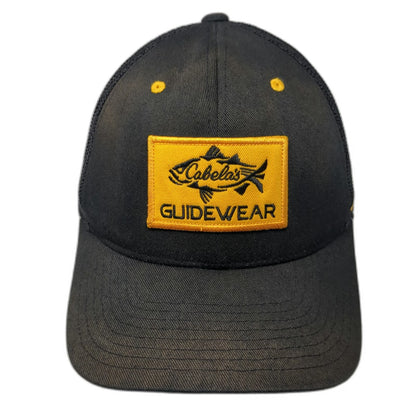 Cabela's Guidewear Trucker Hat Black One Size Mesh Back Snapback Fish Patch
