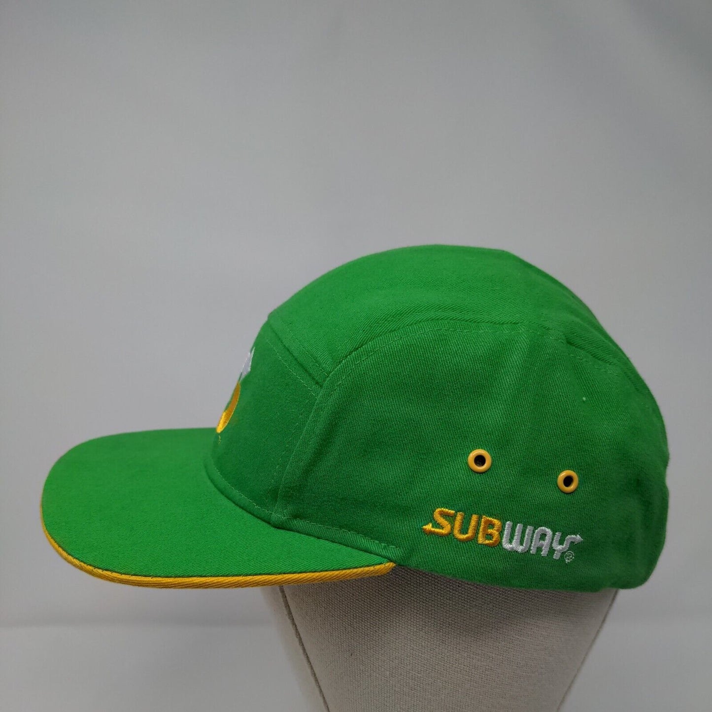 Subway Snapback 5 Panel Cap Green One Size Adjustable Embroidered Cotton