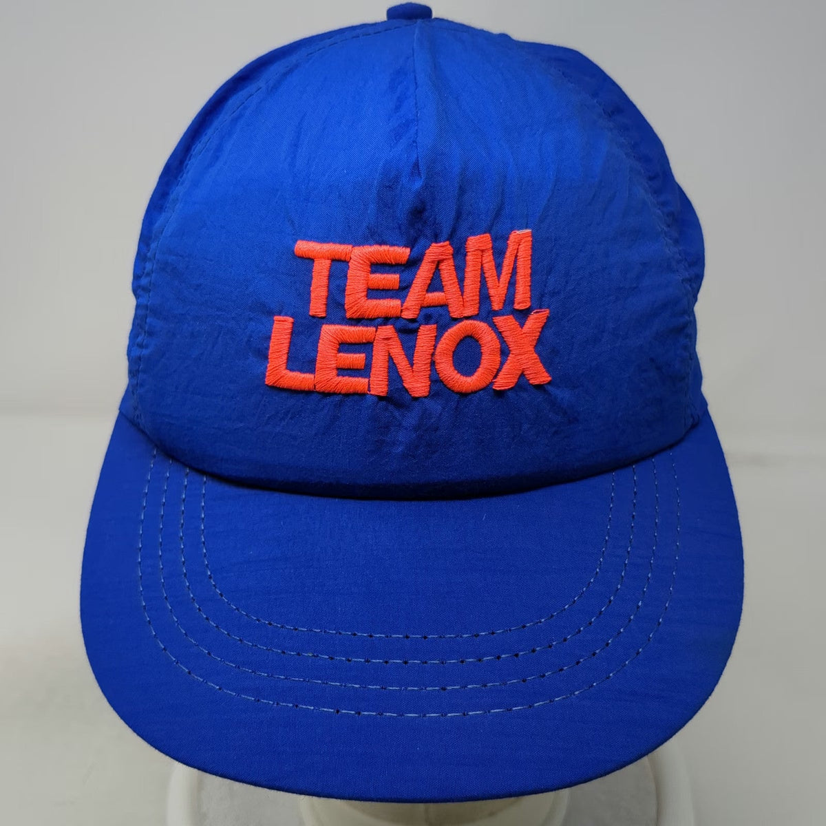 5 Panel Blue Hat Team Lenox Nylon Snapback Made USA Embroidered Cap Vintage