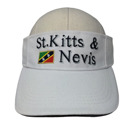 St. Kitts & Nevis Men's Strapback Sun Visor Cap Hat White Size 58CM Embroidered