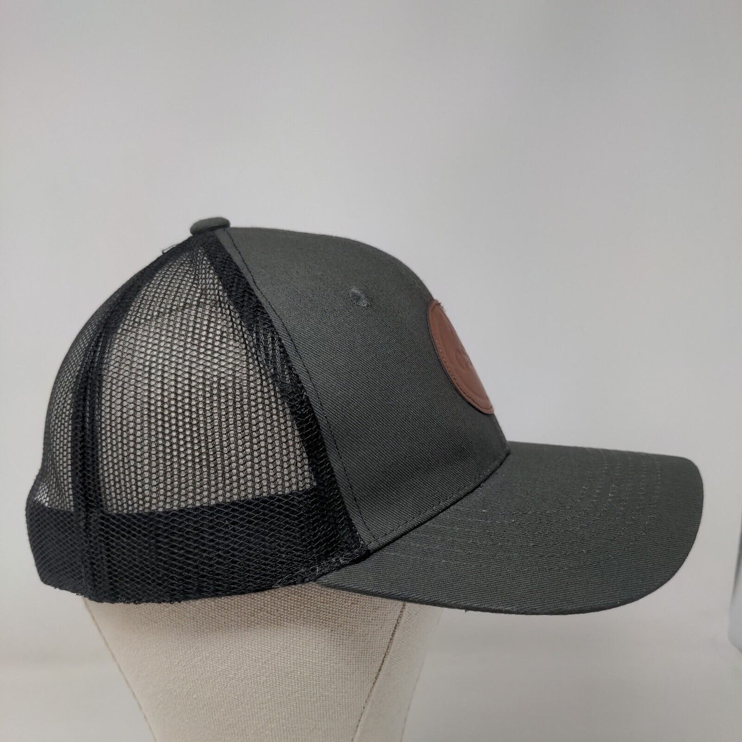 CSB Leather Patch Snapback Mesh Back Trucker Hat Gray One Size Colorblock