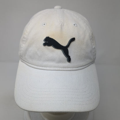 Puma Logo Snapback Hat White One Size Adjustable Solid Vent Holes Outdoor