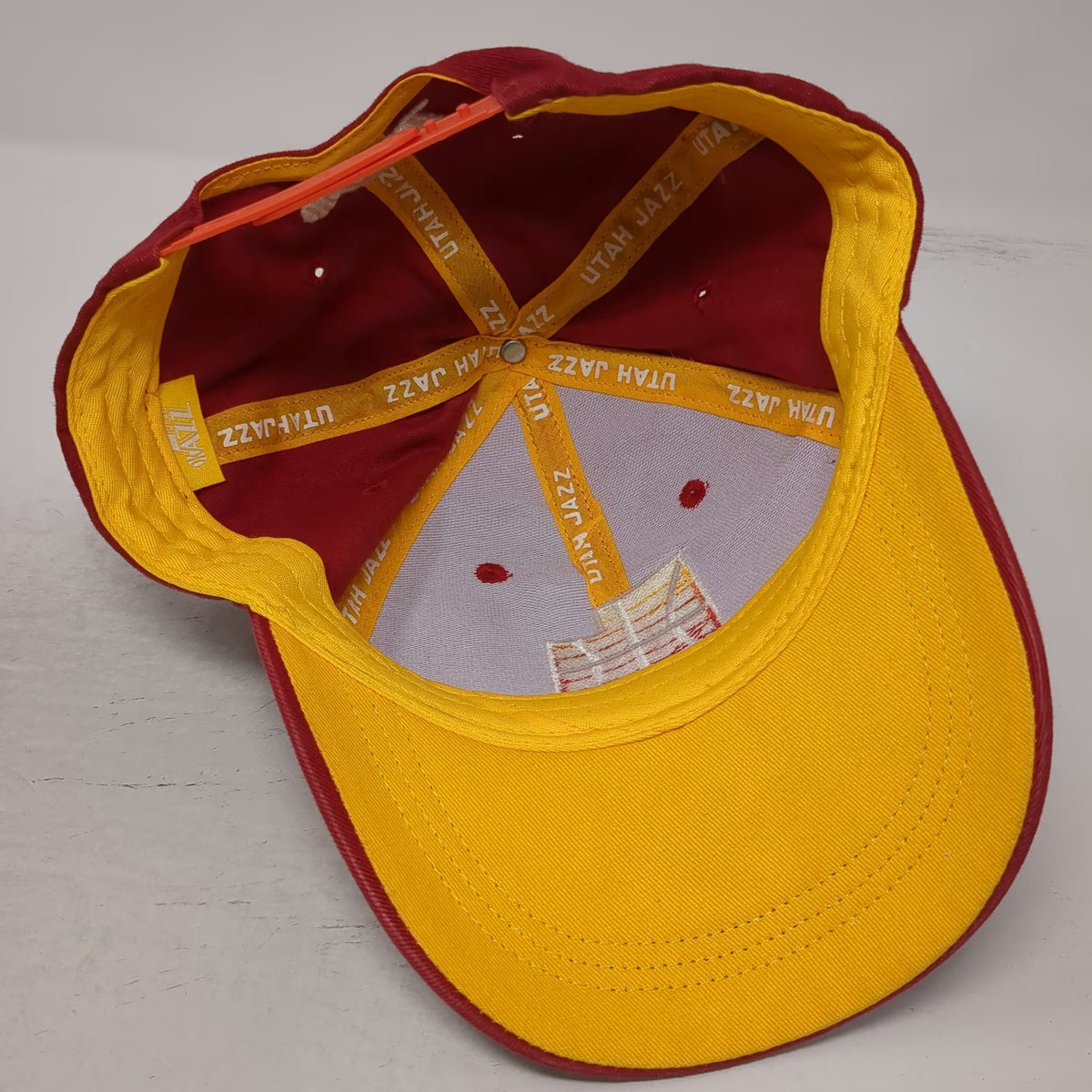 Utah Jazz NBA Snapback Red One Size Sunset State Logo Zions Bank Basketball Hat