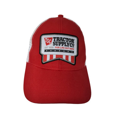 Tractor Supply Company Meshback Snapback Hat Embroidered Logo Red White