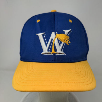 OC Sports Men's Snapback Hat Blue Yellow OSFM Embroidered W Palm Tree Logo
