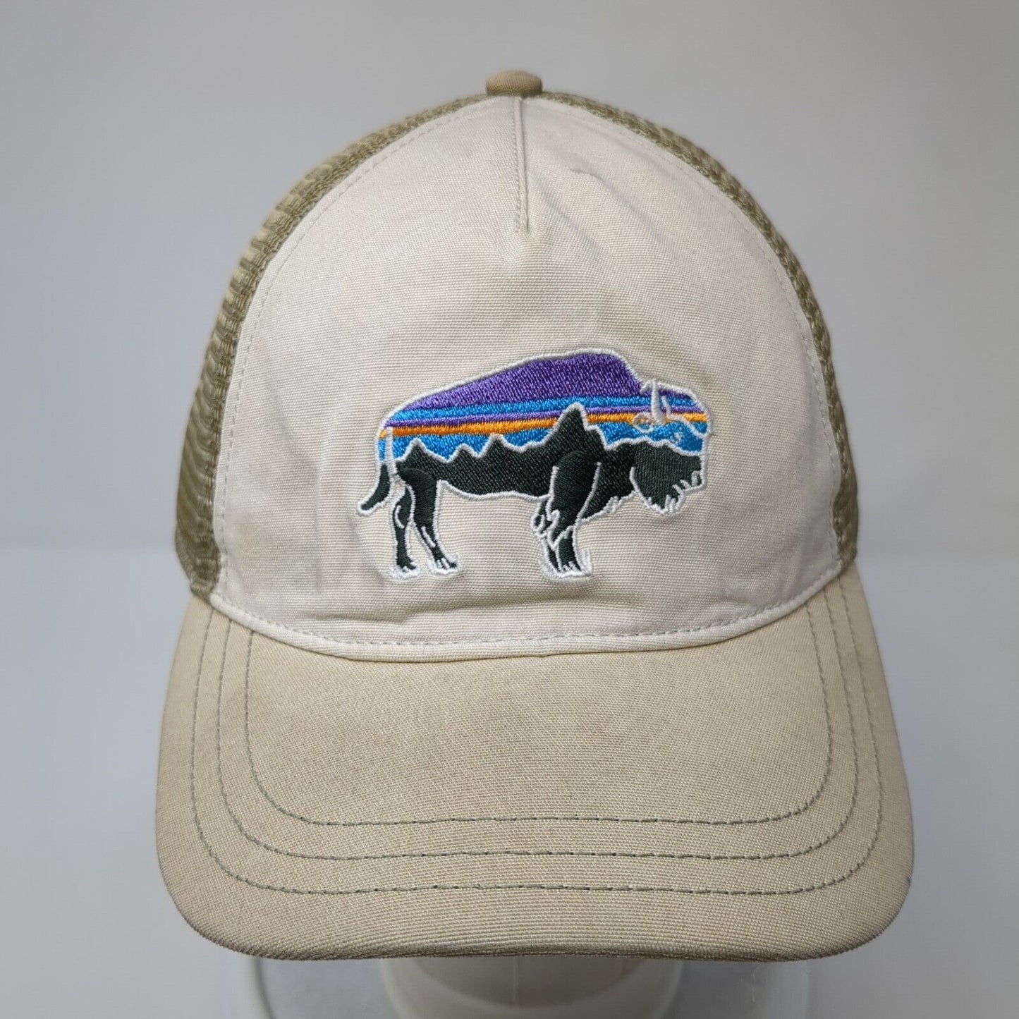 Patagonia Bison Snapback Mesh Back Trucker Hat Tan One Size Adjustable