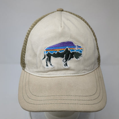 Patagonia Bison Snapback Mesh Back Trucker Hat Tan One Size Adjustable