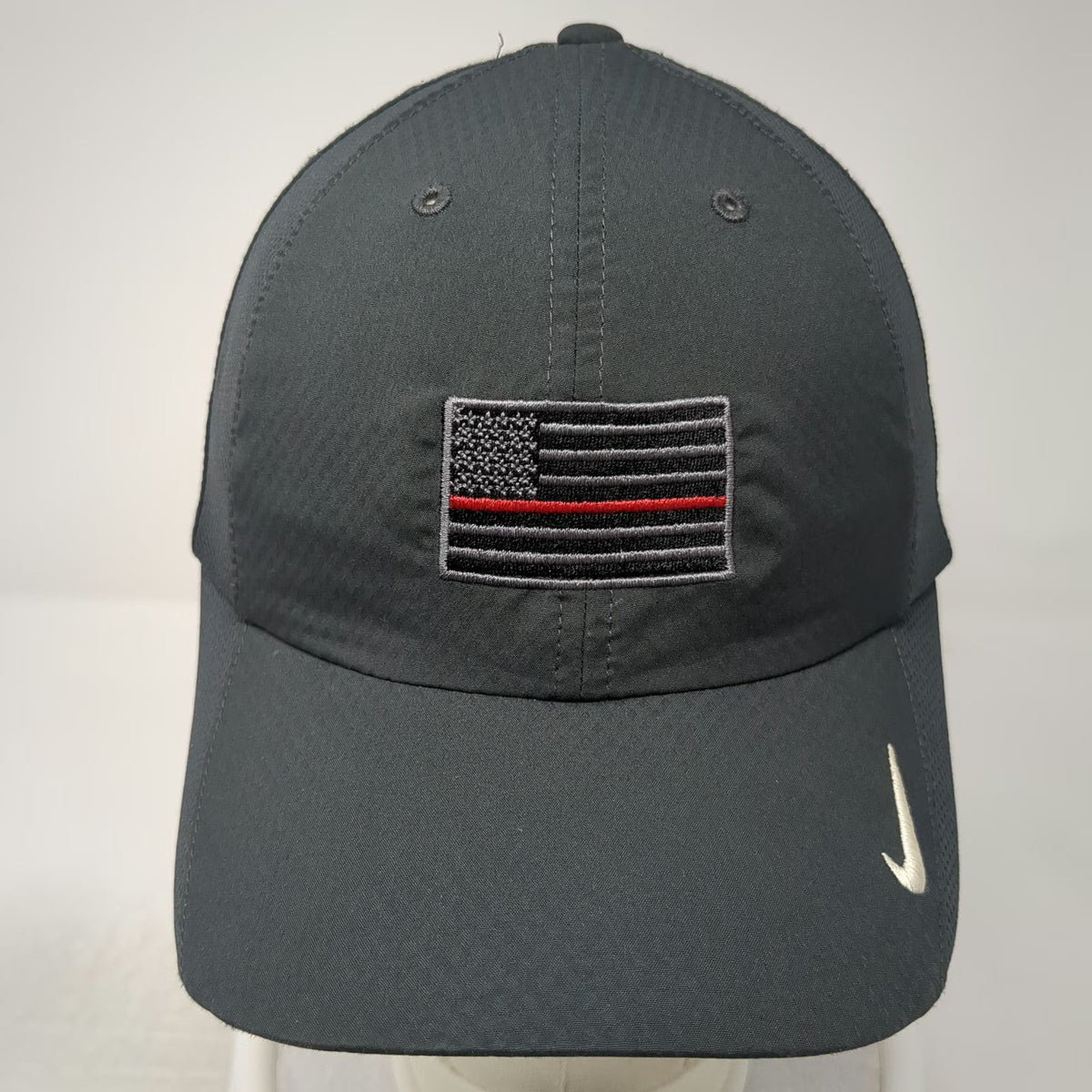 Nike Baseball Cap Gray One Size Thin Red Line American Flag Strapback Golf Hat
