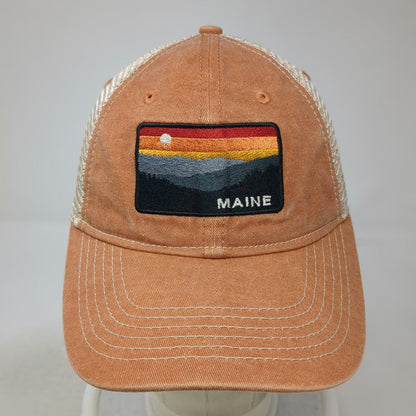 Blue 84 Trucker Hat Brown One Size Maine Sunset Mountain Patch Mesh Snapback