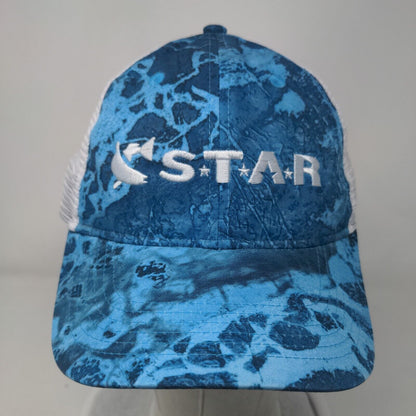Star Realtree Fishing Snapback Mesh Back Trucker Hat Blue OSFM Embroidered