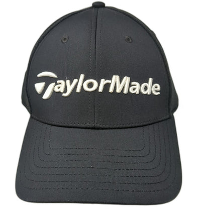 TaylorMade Baseball Cap Black XL Mesh Stretch Fit A-Flex Embroidered Golf Hat