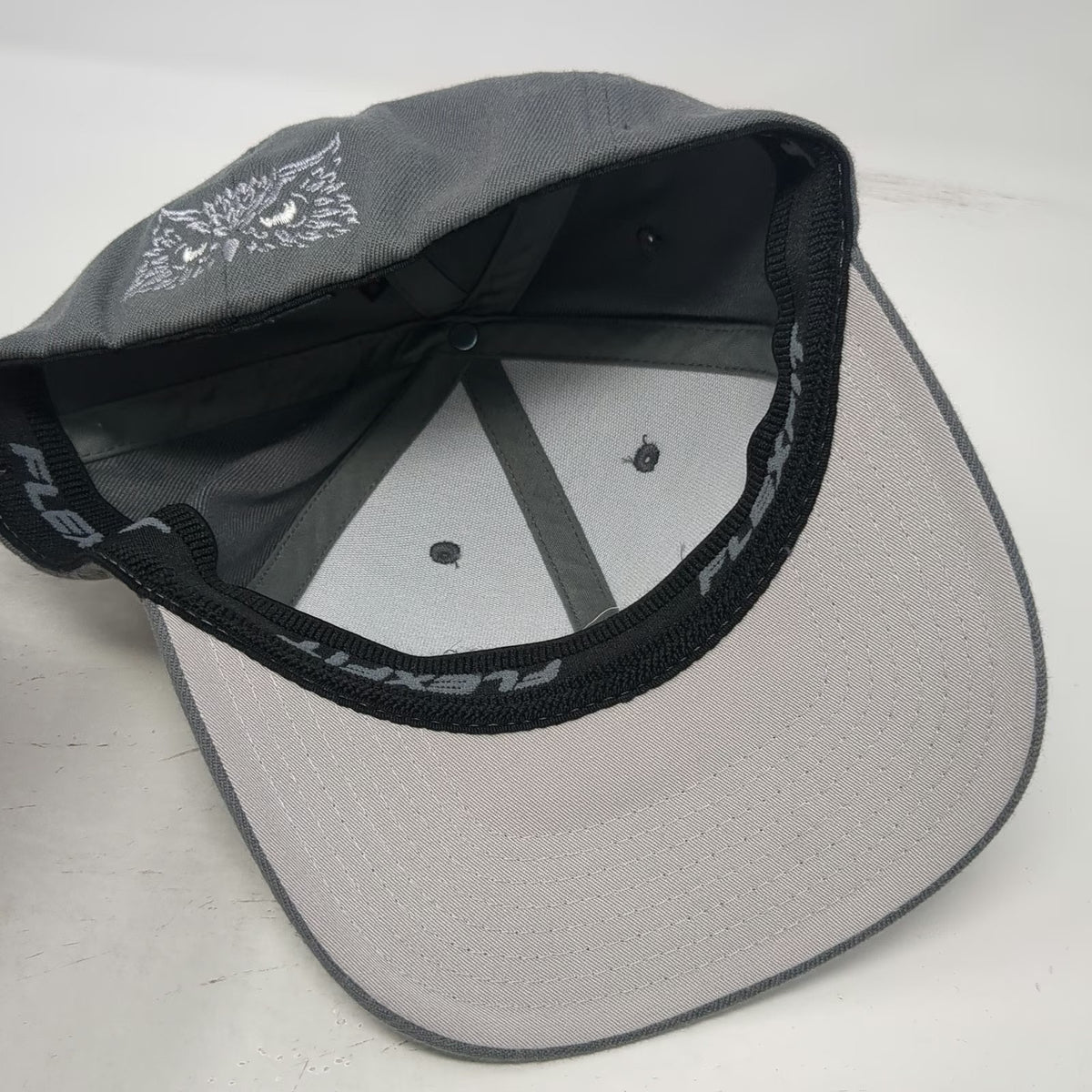 Port Authority Baseball Cap Gray Silver M ASU Inc Owl Logo Fitted Hat Stretch