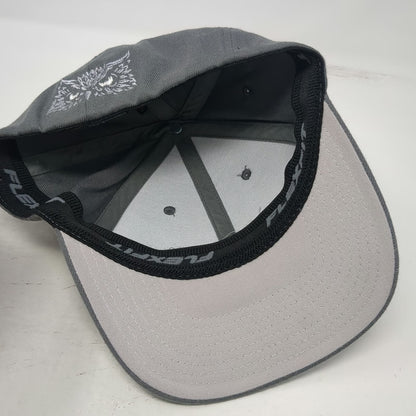 Port Authority Baseball Cap Gray Silver M ASU Inc Owl Logo Fitted Hat Stretch