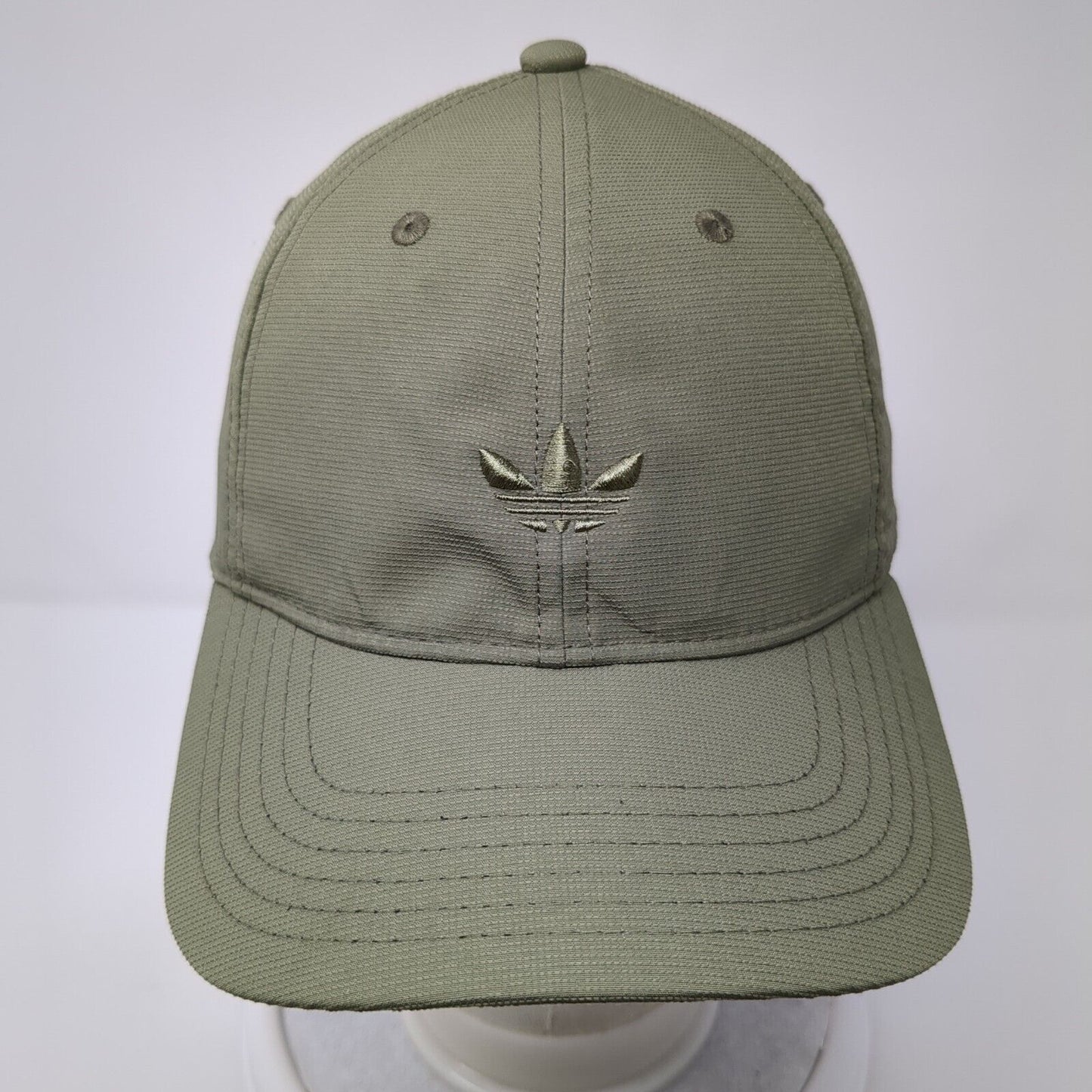 Adidas Strapback Hat Green One Size Adjustable Embroidered Vented Holes 6 Panel